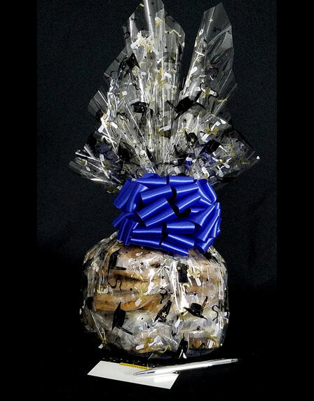 Large Cellophane - Graduation Cap Cellophane - Blue Bow - 30 Cookies and Brownies