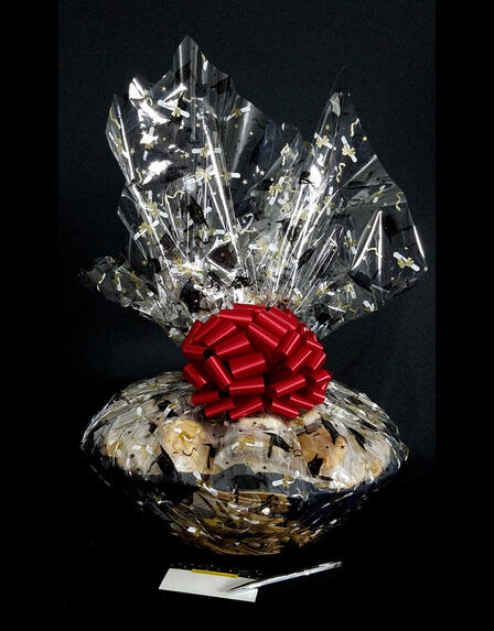 Super Basket - Graduation Cap Cellophane - Red Bow - 60 Cookies and Brownies