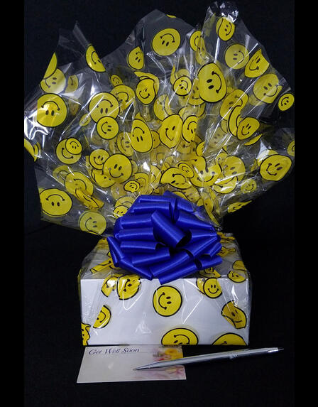 Small Box - Smiley Cellophane - Blue Bow - 12 Cookies and Brownies