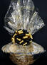 Large Basket - Gold Swirl Cellophane - Black & Gold Bow - 36 Cookies and Brownies