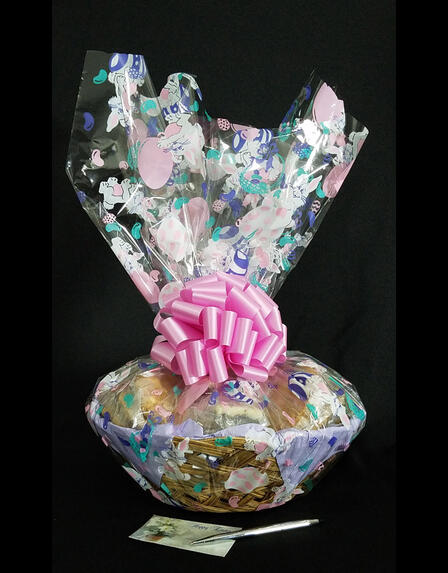 Large Basket - Bunny Cellophane - Pink Bow - 36 Cookies and Brownies 