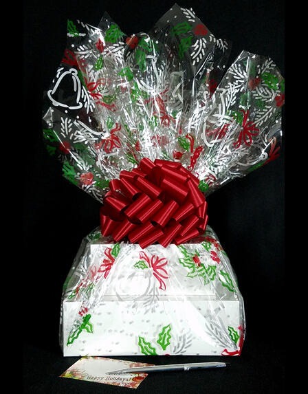 Large Tower - Holly & Berries Cellophane - Red Bow - 36 Cookies and Brownies