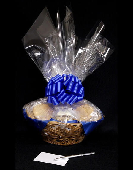 Large Basket - Clear Cellophane - Blue Bow - 36 Cookies and Brownies
