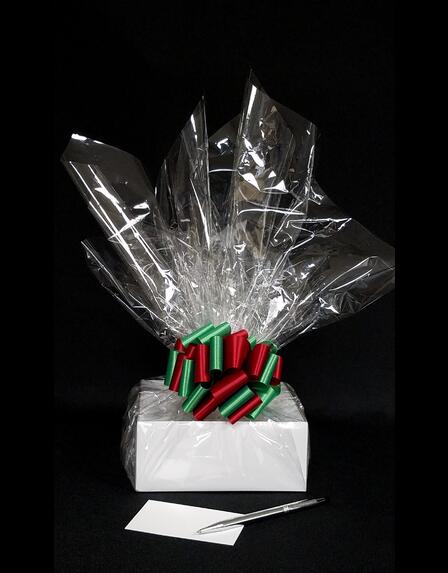 Small Box - Clear Cellophane - Red & Green Bow - 12 Cookies and Brownies