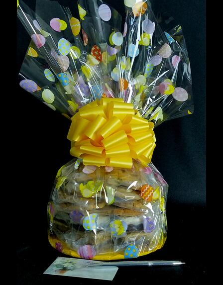 Large Cellophane - Easter Egg Cellophane - Yellow Bow - 30 Cookies and Brownies