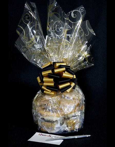 Medium Cellophane - Gold Swirl Cellophane - Black & Gold Bow - 24 Cookies and Brownies