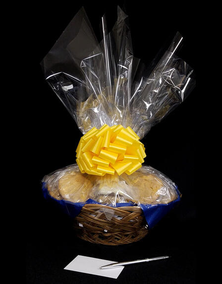 Large Basket - Clear Cellophane - Yellow Bow - 36 Cookies and Brownies