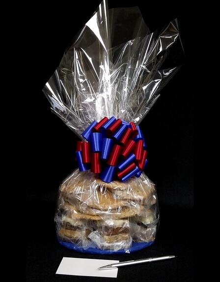Large Cellophane - Clear Cellophane - Red & Blue Bow - 30 Cookies and Brownies