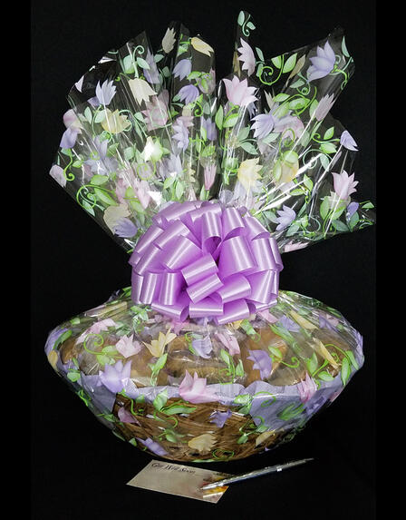 Super Basket - Lily Cellophane - Lavender Bow - 60 Cookies and Brownies
