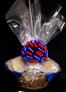 Large Basket - Clear Cellophane - Red & Blue Bow - 36 Cookies and Brownies