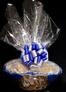 Super Basket - Clear Cellophane - Blue & Silver Bow - 60 Cookies and Brownies