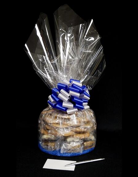 Super Cellophane - Clear Cellophane - Blue & Silver Bow - 42 Cookies and Brownies