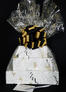 Super Tower - Black & Gold Confetti Cellophane - Black & Gold Bow - 72 Cookies and Brownies