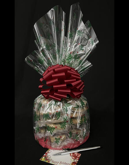 Large Cellophane - Christmas Tree Cellophane - Red Bow - 30 Cookies and Brownies