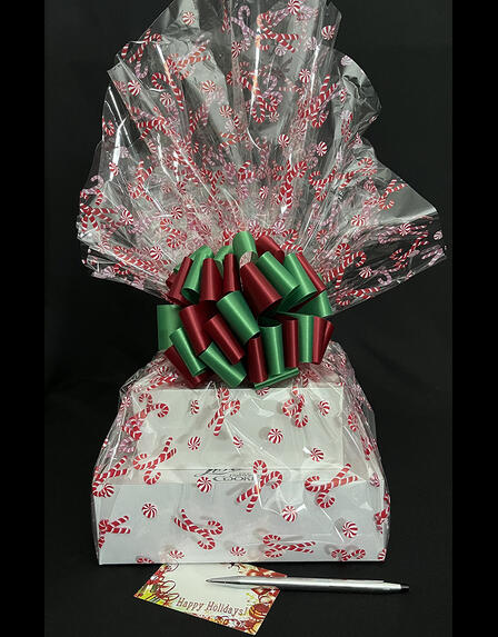 Large Tower - Candy Cane Cellophane - Red & Green Bow - 72 Cookies and Brownies