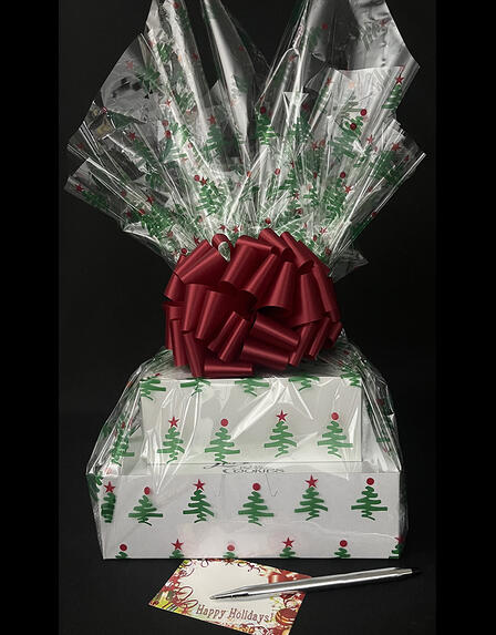 Large Tower - Christmas Tree Cellophane - Red Bow - 72 Cookies and Brownies