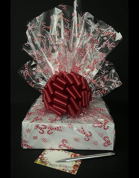 Large Box - Candy Cane Cellophane - Red Bow - 24 Cookies and Brownies
