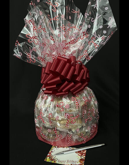 Medium Cellophane - Candy Cane Cellophane - Red Bow - 24 Cookies and Brownies