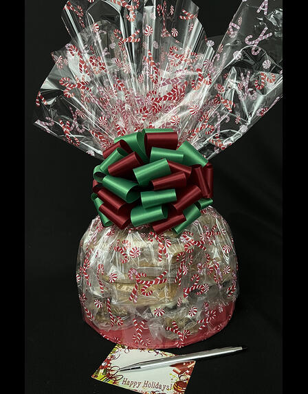 Medium Cellophane - Candy Cane Cellophane - Red & Green Bow - 24 Cookies and Brownies