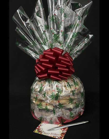 Medium Cellophane - Christmas Tree Cellophane - Red Bow - 24 Cookies and Brownies
