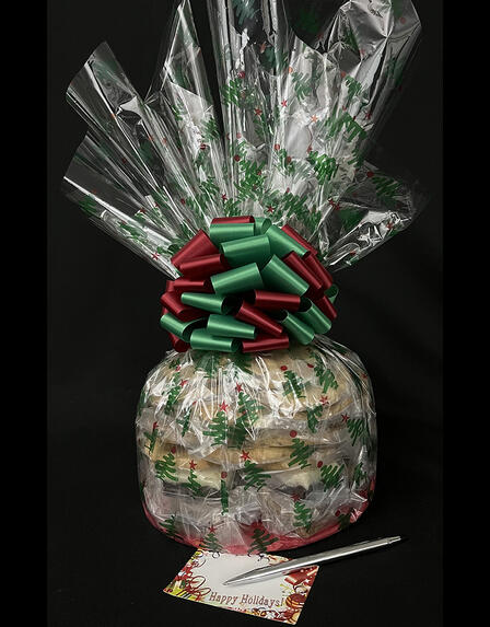Medium Cellophane - Christmas Tree Cellophane - Red & Green Bow - 24 Cookies and Brownies