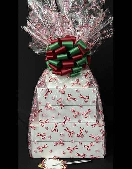 Mega Tower - Candy Cane Cellophane - Red & Green Bow - 132 Cookies and Brownies