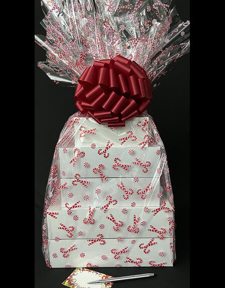 Mega Tower - Candy Cane Cellophane - Red Bow - 132 Cookies and Brownies