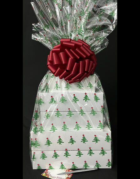 Mega Tower - Christmas Tree Cellophane - Red Bow - 132 Cookies and Brownies
