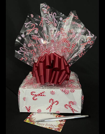 Small Box - Candy Cane Cellophane - Red Bow - 12 Cookies and Brownies