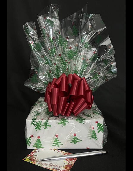 Small Box - Christmas Tree Cellophane - Red Bow - 12 Cookies and Brownies