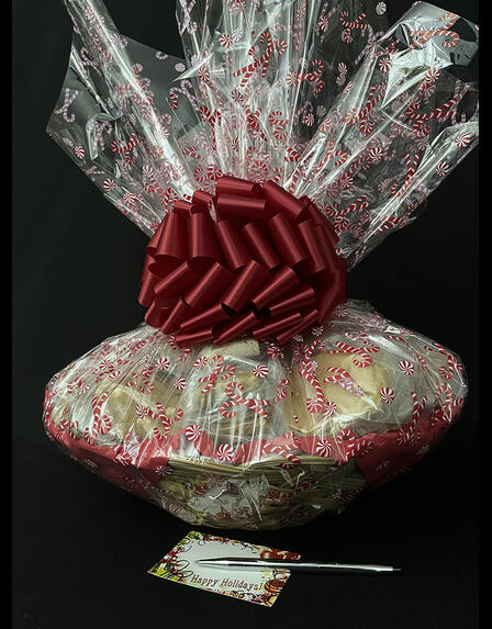 Super Basket - Candy Cane Cellophane - Red Bow - 60 Cookies and Brownies