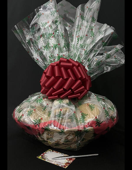 Super Basket - Christmas Tree Cellophane - Red Bow - 60 Cookies and Brownies