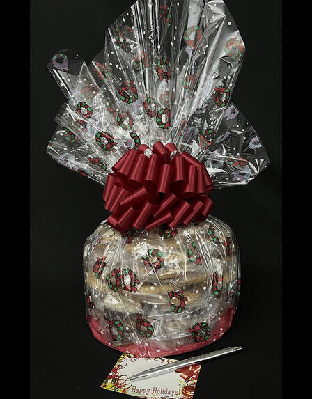 Super Cellophane - Holiday Wreaths Cellophane - Red Bow - 42 Cookies and Brownies