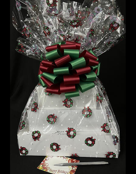 Super Tower - Holiday Wreaths Cellophane - Red & Green Bow - 72 Cookies and Brownies